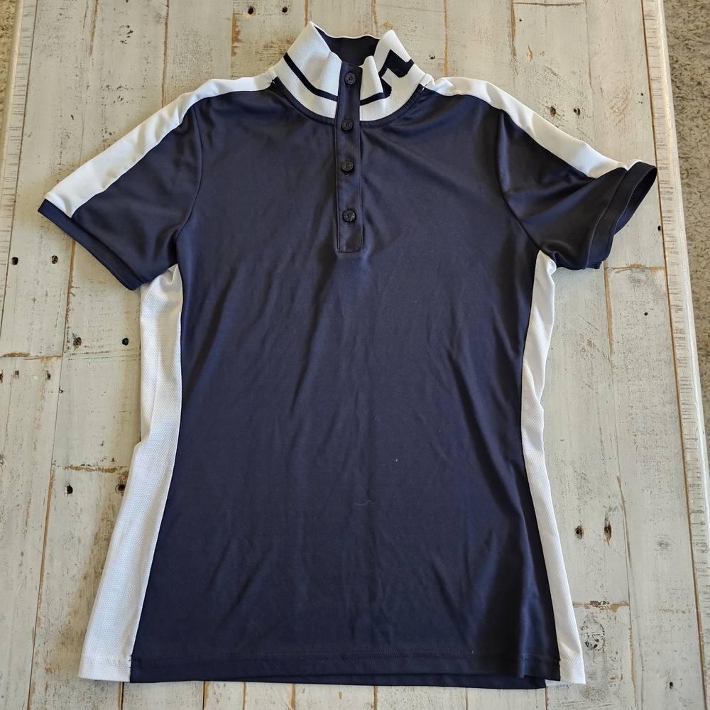 J.Lindeberg Women's Dark Blue and White Knit Polo Shirt Sz S